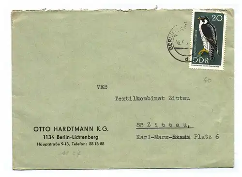 Brief Otto Hardtmann KG Berlin Lichtenberg DDR