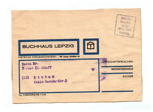Wirtschaftsdrucksache Buchhaus Leipzig Zentraler Versandbuchhandel DDR