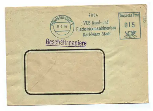 Geschäftspapiere 1957 DDR VEB Rund und Flachstrickmaschinenbau Karl Marx Stadt