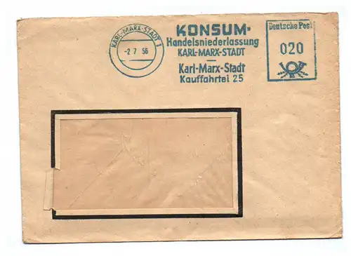 Brief 1956 DDR Karl Marx Stadt Konsum Handelsniederlassung