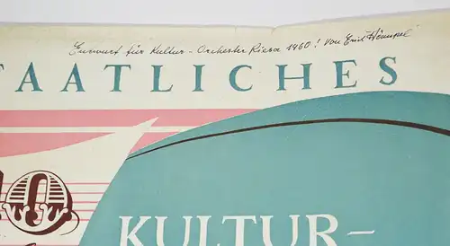 2 Plakat DDR Staatliches Kulturorchester Riesa 1960 Erich Hämpel Entwurf sign