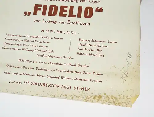 2 Plakat DDR Staatliches Kulturorchester Riesa 1960 Erich Hämpel Entwurf sign