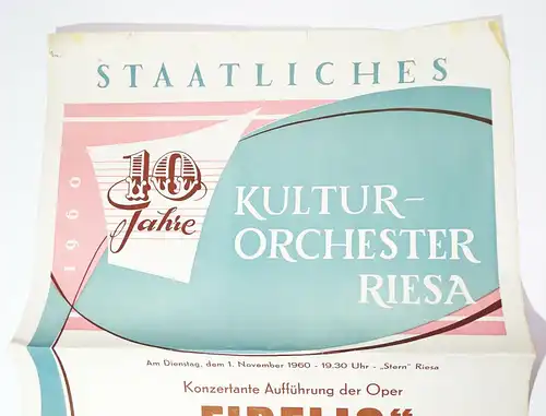 2 Plakat DDR Staatliches Kulturorchester Riesa 1960 Erich Hämpel Entwurf sign