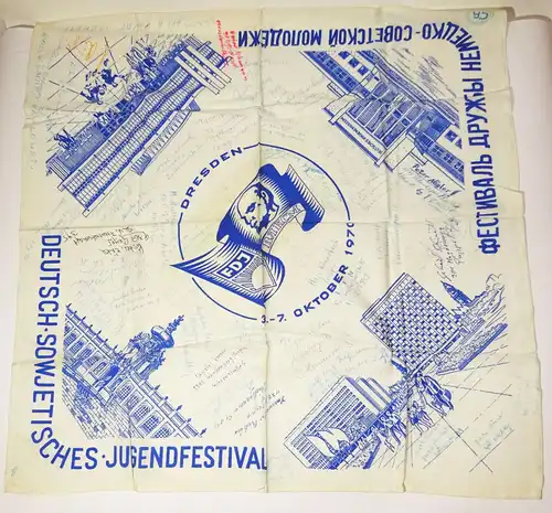 DDR Andenkentuch Deutsches Sowjetisches Jugendfestival Dresden 1970 Lenin
