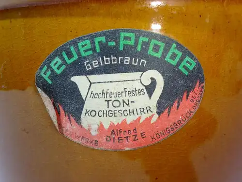 Feuer-Probe Ton Kochgeschirr Kochtopf Keramik Vintage Deckel Deko 1950er !