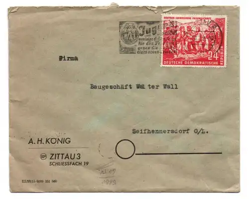 Brief Michel Nr 287 Deutsch Chinesische Freundschaft Koenig Zittau 