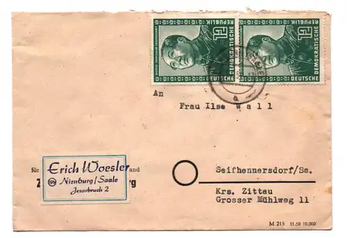 Brief Michel Nr 286 Mao Zedong Nienburg Saale nach Seifhennersdorf