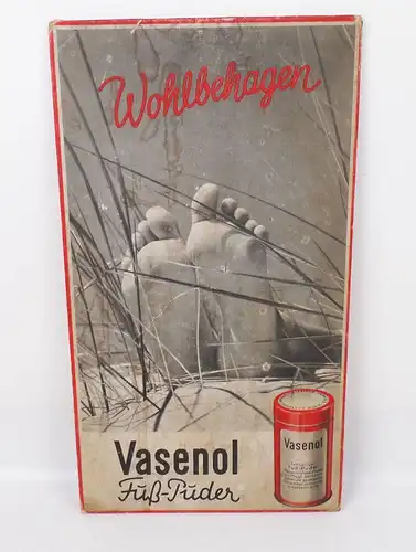 Alter Pappaufsteller Vasenol Fuss Puder 1930er Pappschild Reklame