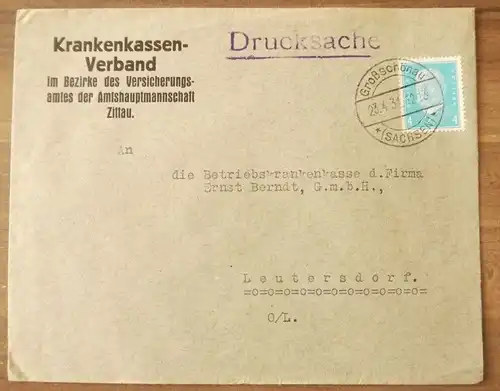 Krankenkassenverband Brief an Betriebskrankenkasse Fa Ernst Berndt DR 1931