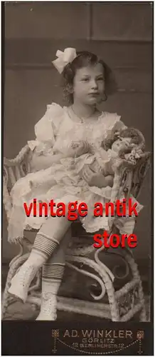 Fotografie Mädchen mit Puppe Edwardian Mode Dresses 1900er Winkler Görlitz