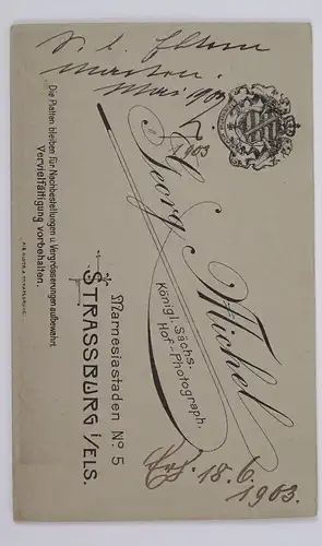 CDV Foto Offizier mit Epauletten Strassburg Elsass 1903