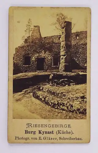 CDV Foto Riesengebirge Burg Kynast Küche Gläser Schreiberhau 1889