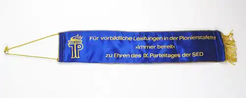 Junge Pioniere Schärpe Wimpel Vorbildliche Leistung IX Parteitag der SED 
