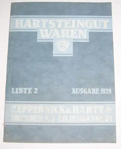 Katalog 1929 Hartsteingutwaren Zeppernick & Hartz Dresden Waschbecken Klosetts !