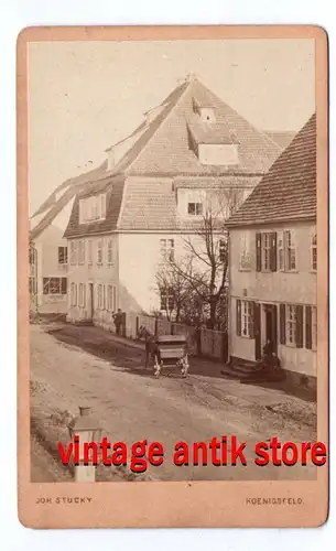 CDV Fotografie Königsfeld Strasse Kutsche Personen 1880er