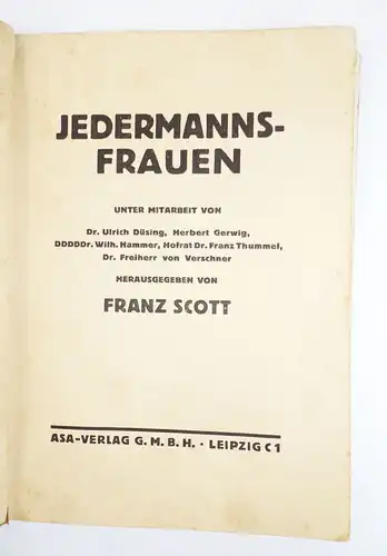 Jedermanns Frauen Prostitution Franz Scott Osisis Reihe 1929