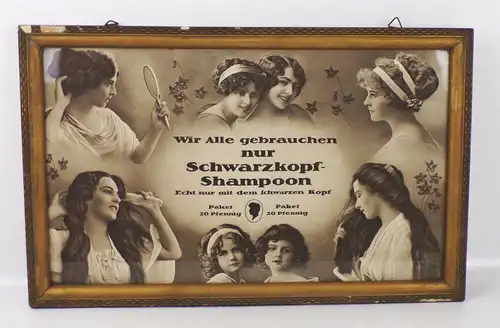 Schwarzkopf Shampoo Werbe Druck Bilderrahmen 1930er Reklame Sammler