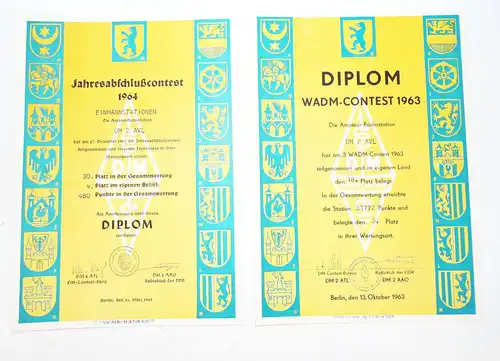 Urkunden Nachlass Amateurfunk WADM Contest Diplom DDR 1960er