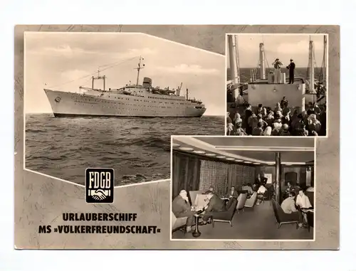 Ak Urlauberschiff Völkerfreundschaft DDR 1968