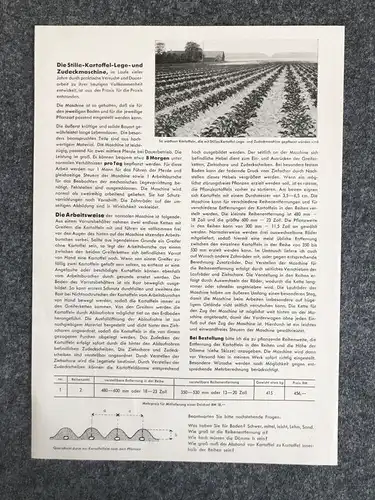 Stilles Kartoffel Lege und Zudeck Maschine Prospekt Landmaschinenbau Münster