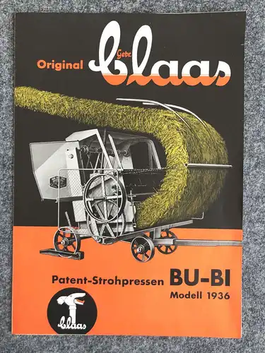 Prospekt Original Gebr Claas Patent Strohpressen BU BI Modell 1936
