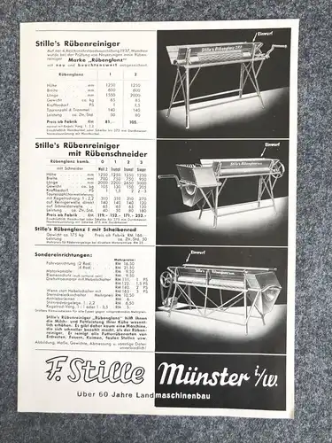 F Stille Münster alter Prospekt Rübenreiniger Maschinen DR