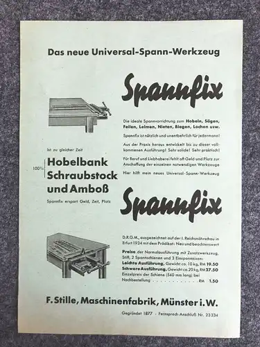 Das neue Universal Spann Werkzeug alter Prospekt Spannfix