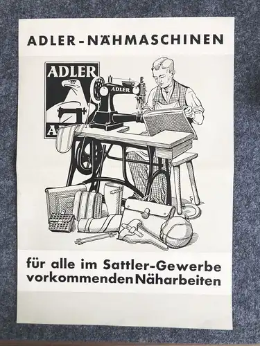 Prospekt Original Adler Sattler Arm Nähmaschinen KL4 alte Broschüre