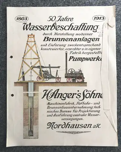 Originaler Prospekt 1913 Brunnenanlagen 50 Jahre Wasserbeschaffung Nordhausen