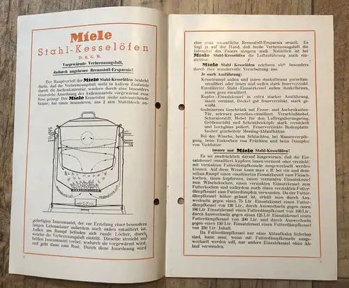 Miele Stahl Kesselöfen Mielewerke AG Gütersloh Westfalen alter Prospekt