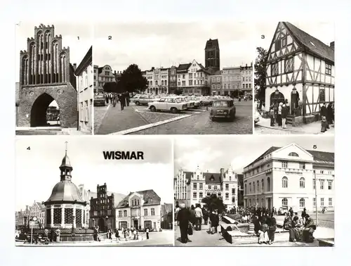 Ak Wismar DDR 1983 Wassertor Markt Runde Grube