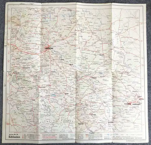 Landkarte Annaberg Schlesien Schell Straßenkarte Nr 14 Shell Reisedienst