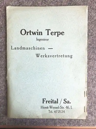 Mappe Landmaschinen Werksvertretung Preislisten und Prospekten 1938