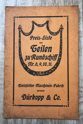 Alte Preisliste von Teilen Bielefelder Maschinenfabrik Dürkopp Co Prospekt