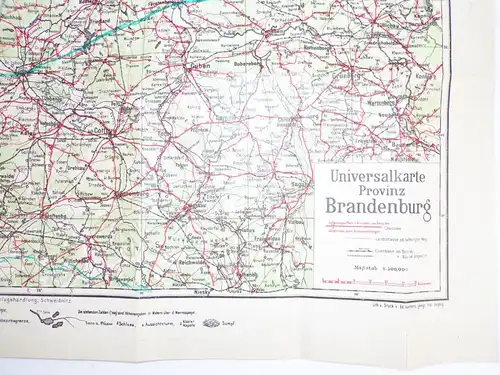 Universalkarte Provinz Brandenburg Radsportkarte Autokarte Landkarte 1930er