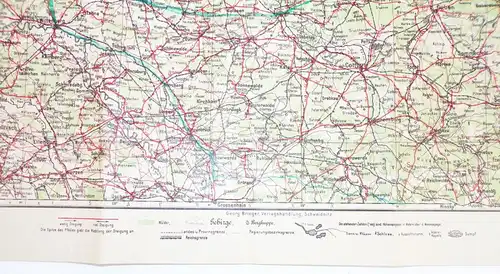 Universalkarte Provinz Brandenburg Radsportkarte Autokarte Landkarte 1930er