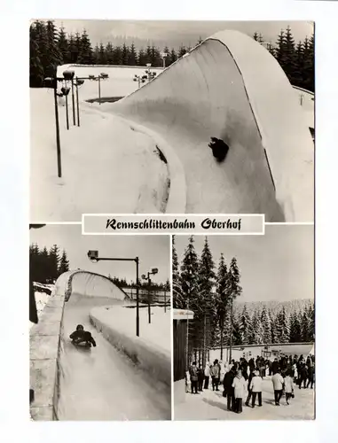 Ak Rennschlittenbahn Oberhof DDR 1977