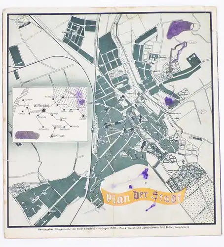 Reise Prospekt Bitterfeld 1939 Stadt der Grünanlagen Braunkohle Chemie