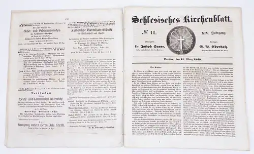 Schlesisches Kirchenblatt 1848 Breslau 10 und 11 mit Beilage Schlesien