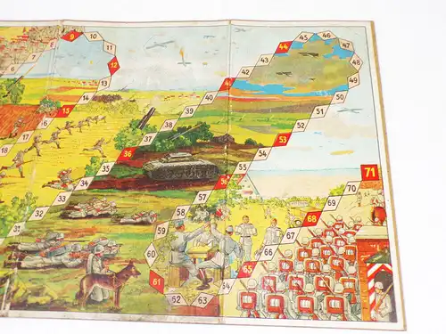 Altes Spielbrett 2 Wk Soldaten Panzer Artillerie Militär