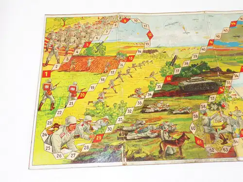 Altes Spielbrett 2 Wk Soldaten Panzer Artillerie Militär