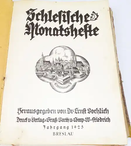 Schlesische Monatshefte Gebunden Buch 1925