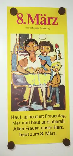 DDR Poster Plakat Frauentag Kinder Deko Vintage Naive Malerei Druck Print !