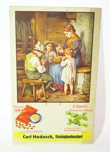 Vintage Pappschild Kaiser Brustcaramellen Kepplers Biomenthol Steinigtwolmsdorf