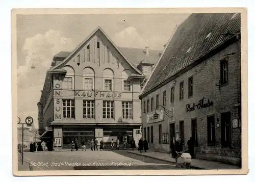DDR Ak Staßfurt Stadttheater und Konsum Kaufhaus