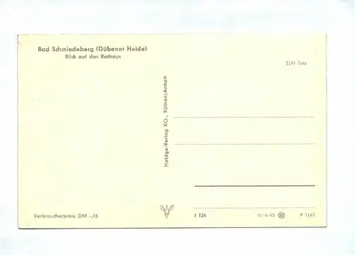 DDR Ak Bad Schmiedeberg Blick auf Rathaus Dübener Heide 1962