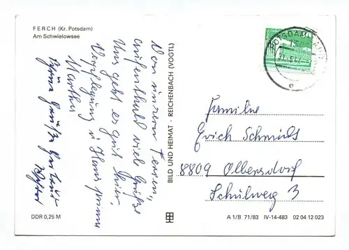 DDR Ak Ferch Kr Potsdam Am Schwielowsee 1983