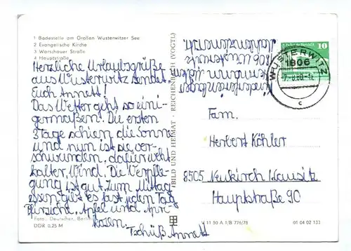 DDR Ak Wusterwitz Kr Brandenburg Badestelle Evangelische Kirche 1978