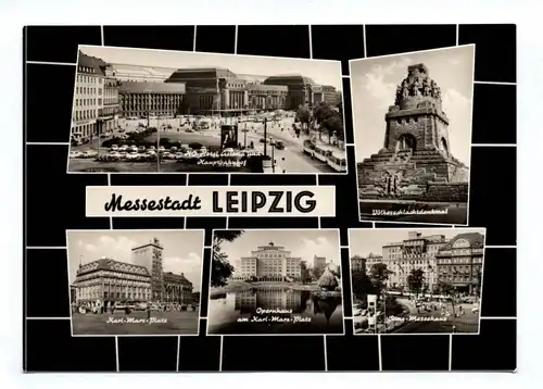 DDR Ak Messestadt Leipzig Völkerschlachtdenkmal Ring Messehaus 1964