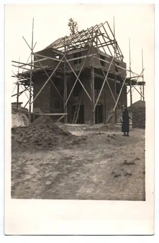 Foto Ak Wurzen Baustelle Hausbau 1934